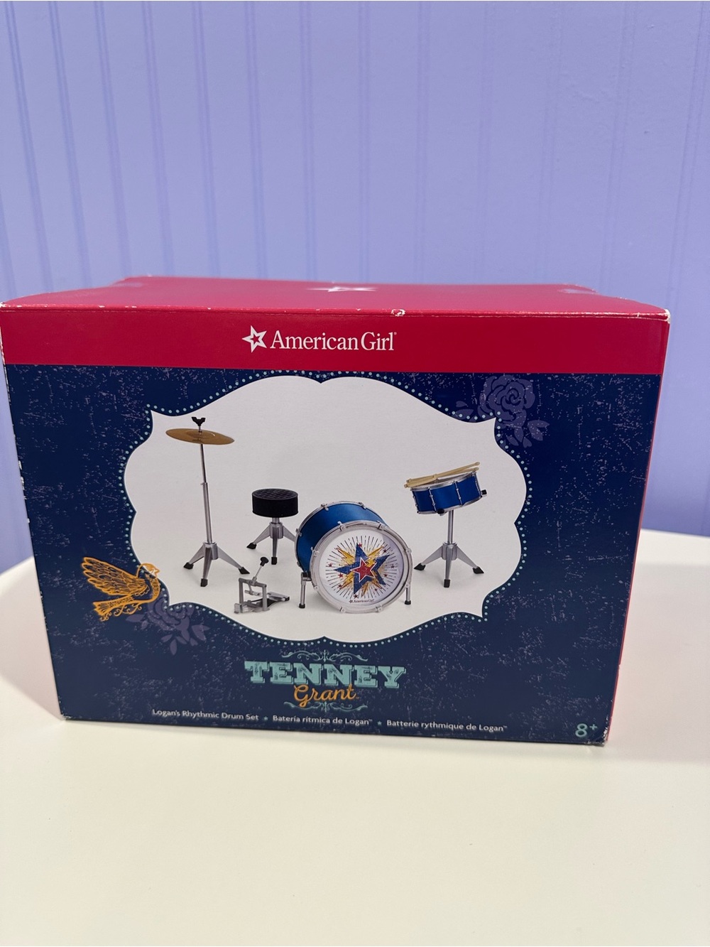 American Girl Tenney Grant Drum Set Box - Blue, Red, White
